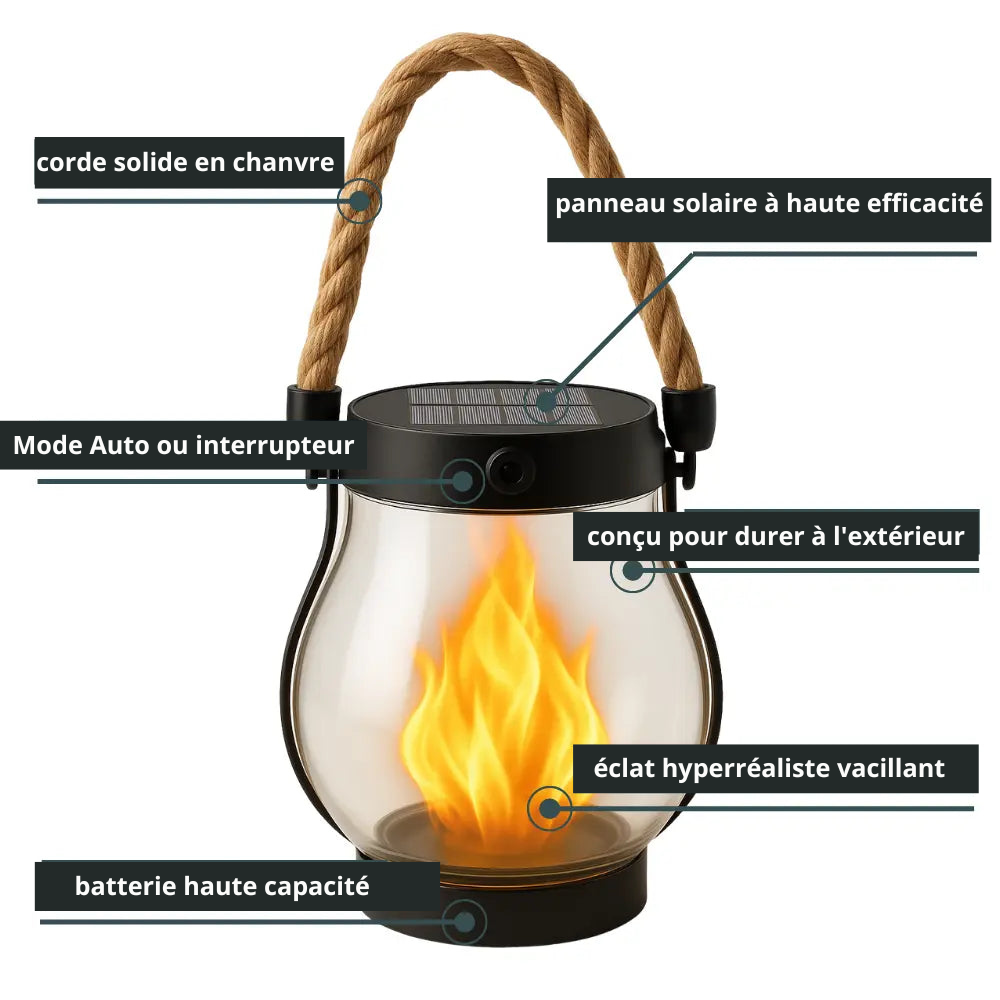🔥 Lanterne Solaire™ – Lumière Ambiance Effet Flamme